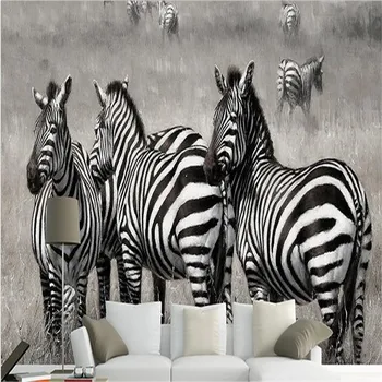 beibehang Индивидуальные 3D фотообои Европейские простые фотографии зебры телевизор гостиная диван настенные обои Изображение