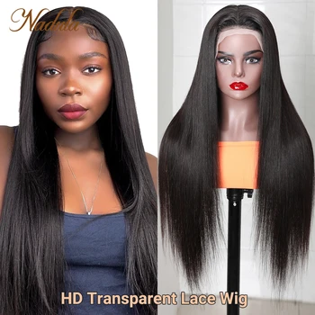 Nadula Hair 13x4 HD Парики на кружеве с прямыми волосами HD Парик на кружеве из 100% человеческих волос, бразильские волосы, полный парик для чернокожих женщин Изображение