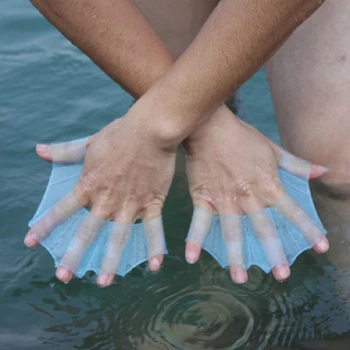 1 пара силиконовых поясов унисекс лягушачьего типа для плавания, ласты, перчатки с перепонками на пальцах, весло, Аксессуары для водных видов спорта Изображение