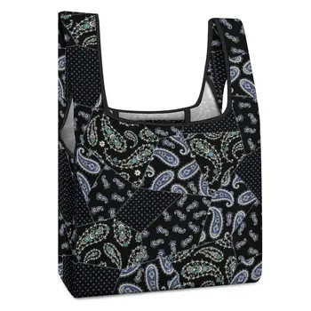 Складная сумка для покупок с двойным ремешком с индивидуальным принтом, Сумка-тоут в темном этническом ретро-стиле, Повседневная Женская сумка для продуктов на заказ. Изображение