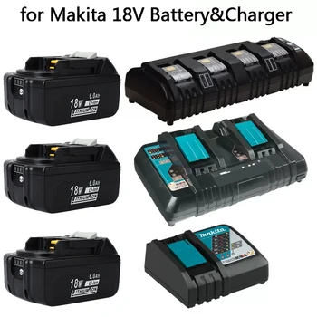 Аккумуляторная Батарея Электроинструмента 18V Makita 6Ah Аккумуляторная Батарея makita 18V со светодиодной Заменой LXT BL1860B BL1860 BL1850 3A Зарядное Устройство Изображение