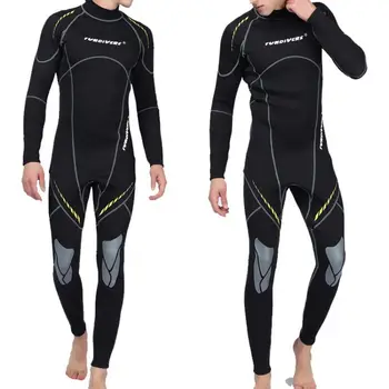 Гидрокостюм 3 мм, мужские гидрокостюмы для дайвинга, Термальные гидрокостюмы, костюм для плавания, серфинга, каякинга, Черный Неопреновый гидрокостюм премиум-класса, полный костюм для плавания, серфинга Изображение