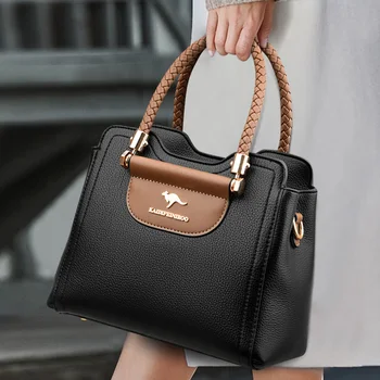 Женские 3-слойные сумки через плечо большой емкости, роскошная дизайнерская сумка из мягкой кожи, простая женская сумка-тоут в стиле Ретро, Sac A Main Femme Изображение