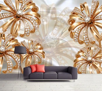 обои на заказ beibehang, высококачественные современные европейские дворцовые украшения с бриллиантами и цветами, обои для телевизора, обои для стен, обои для рабочего стола Изображение