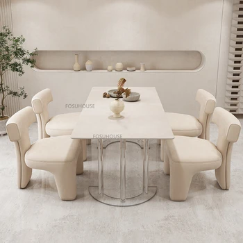 Скандинавские обеденные стулья из искусственной кожи для домашней мебели, Ресторанный дизайн, обеденный стул, Легкие роскошные стулья для отдыха со спинкой Изображение