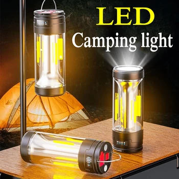 Портативный походный фонарь, USB Перезаряжаемый фонарь для палатки, подвесные светильники на открытом воздухе, Светодиодная лампа, Водонепроницаемая Походная лампа, Портативные фонари Изображение