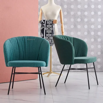 Обеденные стулья из скандинавской ткани, мебель для столовой, Легкое Роскошное туалетное кресло с домашней спинкой, Удобное Сидячее обеденное кресло CN Изображение