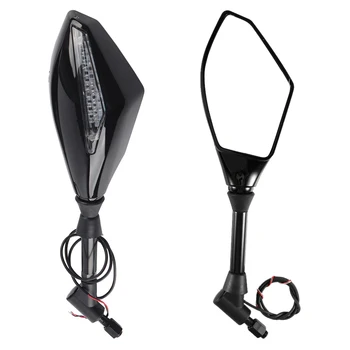 Pengubah Sinyal Sepeda Motor Indikator Kaca Samping Lampu LED Kaca Spion Hitam 10 Mm 0.4in Ulir Изображение