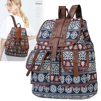 Новая модная женская сумка на холсте с принтом в богемном стиле, женский рюкзак Изображение