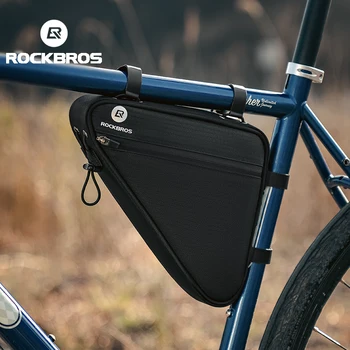 ROCKBROS Треугольная велосипедная рама Передняя сумка-труба Большой емкости с отражателем подсветки Боковой карман MTB Дорожная велосипедная сумка Аксессуары для велосипедов Изображение