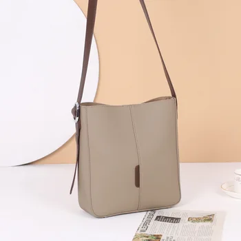 Новая мода 2023 года, Женская сумка-мешок, женские сумки-мессенджеры из натуральной кожи, Мягкие сумки с панелями, кошельки большой емкости Изображение