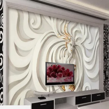 wellyu Пользовательские крупномасштабные фрески, рельефная трехмерная скульптура, красота, 3D стереофонический ТВ фон, обои для стен Изображение