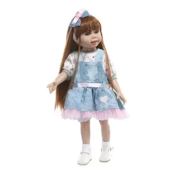 45 см для куклы Реалистичная полностью силиконовая игрушка для новорожденных Длинноволосая девочка Pri Dropship Изображение