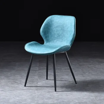 Легкие Роскошные обеденные стулья в скандинавском стиле с кожаной спинкой, кресло для переговоров, кухонная Мебель, кресло для переодевания, стулья для столовой для отдыха Изображение