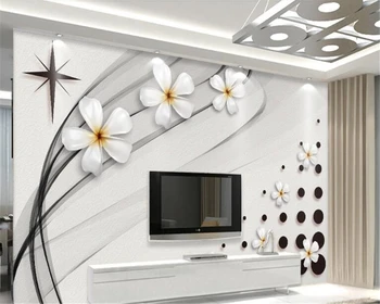 обои beibehang для детской комнаты behang Пользовательские черно-белые рельефные цветочные обои ТВ фон обои для домашнего декора Изображение