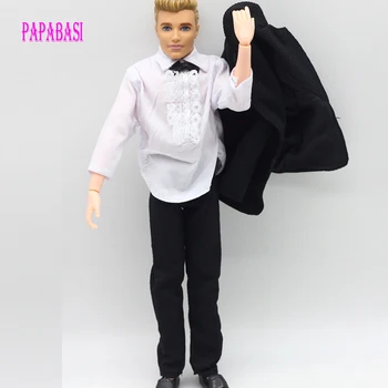 1 комплект одежды ручной работы черный костюм невесты с белой рубашкой и брюками для кукол barbies boy firend Ken Изображение