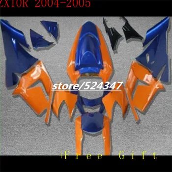 Комплект обтекателей для KAWASAKI NINJA ZX10R 04-05 ZX 10R 04 05 Оранжевый, синий ZX-10R 10 R 2004 2005 комплекты обтекателей Изображение