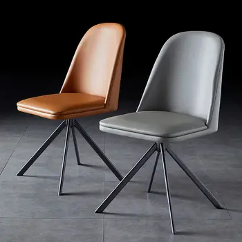 Удобный обеденный стол со спинкой, стул для переговоров, вращающийся обеденный стул, бытовой табурет, легкий роскошный стул со спинкой стулья Изображение