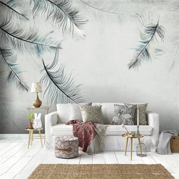 Обои на заказ, 3D фрески, американское европейское скандинавское небольшое свежее растение, пальмовый лист, западная живопись, настенная роспись, ТВ-фон, обои Изображение