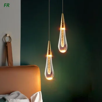 Роскошная хрустальная люстра Nordic Light Мощностью 7 Вт /12 Вт, креативная спальня, Современная Простая индивидуальность, капли воды Изображение
