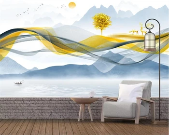 beibehang papel de parede Изготовленная на заказ декоративная роспись обоев пейзаж диван для гостиной современный новый фон из папье-маше Изображение