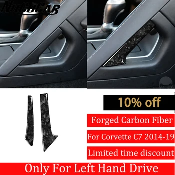 Кованые наклейки из настоящего углеродного волокна для центральной консоли салона автомобиля, боковой ручки, отделки панели для Chevrolet Corvette C7 2014-2019 Изображение