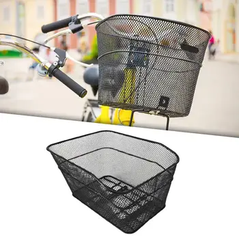 Задняя велосипедная корзина Большой емкости, легкое хранилище, Велосипедная грузовая стойка из металлической проволоки для путешествий на электровелосипеде, катания на горных велосипедах Изображение