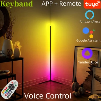 150 см RGB Напольный Светильник для гостиной WS2811 IC Tuya WiFi Music Sync Светодиодные Угловые Стоячие Лампы Голосовое Управление Alexa Alice Google Home Изображение