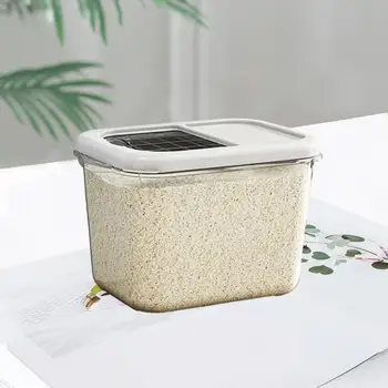 1 комплект Простое ведерко для риса Компактный резервуар для хранения зерна Двухтактный переключатель Банка для хранения риса с высокой устойчивостью Изображение