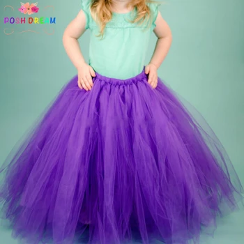 ШИКАРНАЯ Фиолетовая длинная юбка-пачка Для Маленькой девочки, 12 м-12, реквизит для фотосессии Фиолетового цвета, Свадебная Цветочница, Тюлевые юбки полной длины. Изображение