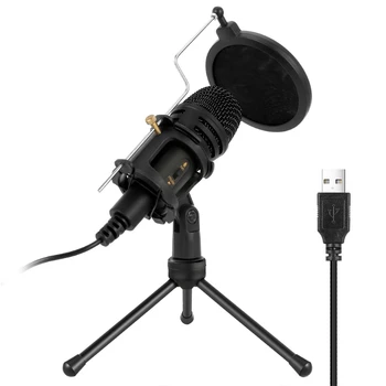  Конденсаторный микрофон Ударное крепление Ручка микрофона USB разъем Всенаправленный звукосниматель Интеллектуальная чувствительность шумоподавления Изображение