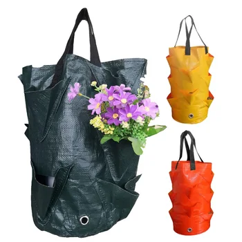 3 галлона полиэтиленовой ткани, Клубничная кашпо, сумка для выращивания, горшки для кашпо, садовый настенный цветок, открытый контейнер для посадки помидоров. Изображение