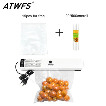 Вакуумный Упаковщик ATWFS Упаковочная Машина Для Запайки Вакуумных пакетов 20 * 500 см / рулон и 15 шт. Упаковочных пакетов Изображение