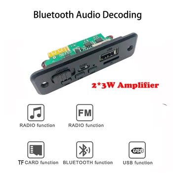 5V Bluetooth 5.0 Автомобильный MP3-плеер Плата Декодера 2*3W Усилитель Беспроводной FM-радио Модуль TF USB Громкой Связи Изображение