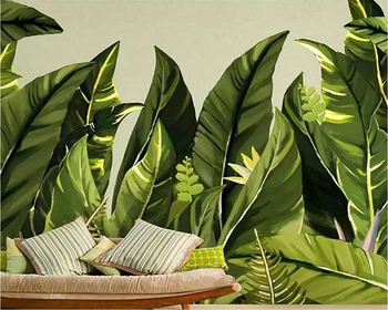 обои на заказ beibehang высококлассные новые китайские абстрактные обои с тропическими банановыми листьями для гостиной и спальни на стену Papel de parede Изображение