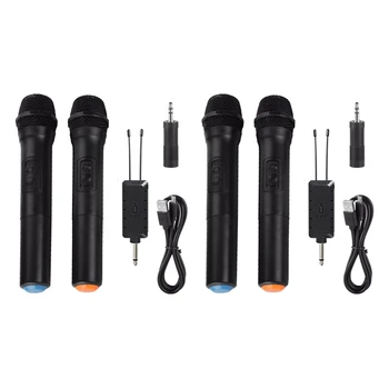 2X Универсальный УКВ беспроводной ручной микрофон с приемником для караоке/деловых встреч Портативные микрофоны Изображение