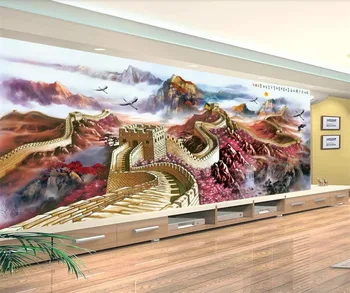 бейбеханг Пользовательские обои 3d фрески великолепная горная река Восходящее Солнце Восток Великая стена никогда не падающая ТВ фоновые обои Изображение