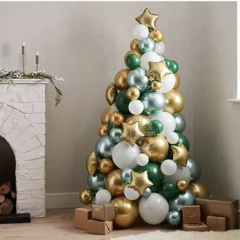 1 Комплект Рождественских воздушных шаров, набор для арки, Рождественский Олень Санта, Подарочная коробка с красными конфетами, Фольгированный шар для рождественских украшений, принадлежности для вечеринок Изображение