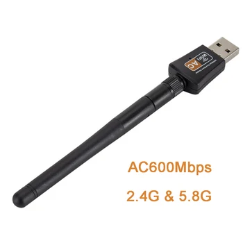 600 Мбит/с USB2.0 Wifi Адаптер Двухдиапазонный 2,4 G 5G Wifi Адаптер с Антенной ПК Мини ПК Приемник Сетевой карты Изображение