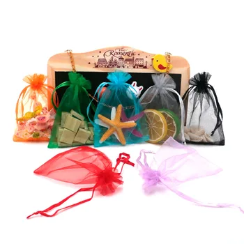 20/30/50 шт, 9x7 см, Многоцветная подарочная сумка из органзы для вечеринки по случаю дня рождения, сумка из органзы, Свадебные украшения для конфет, Выдвижная упаковочная сумка для ювелирных изделий Изображение